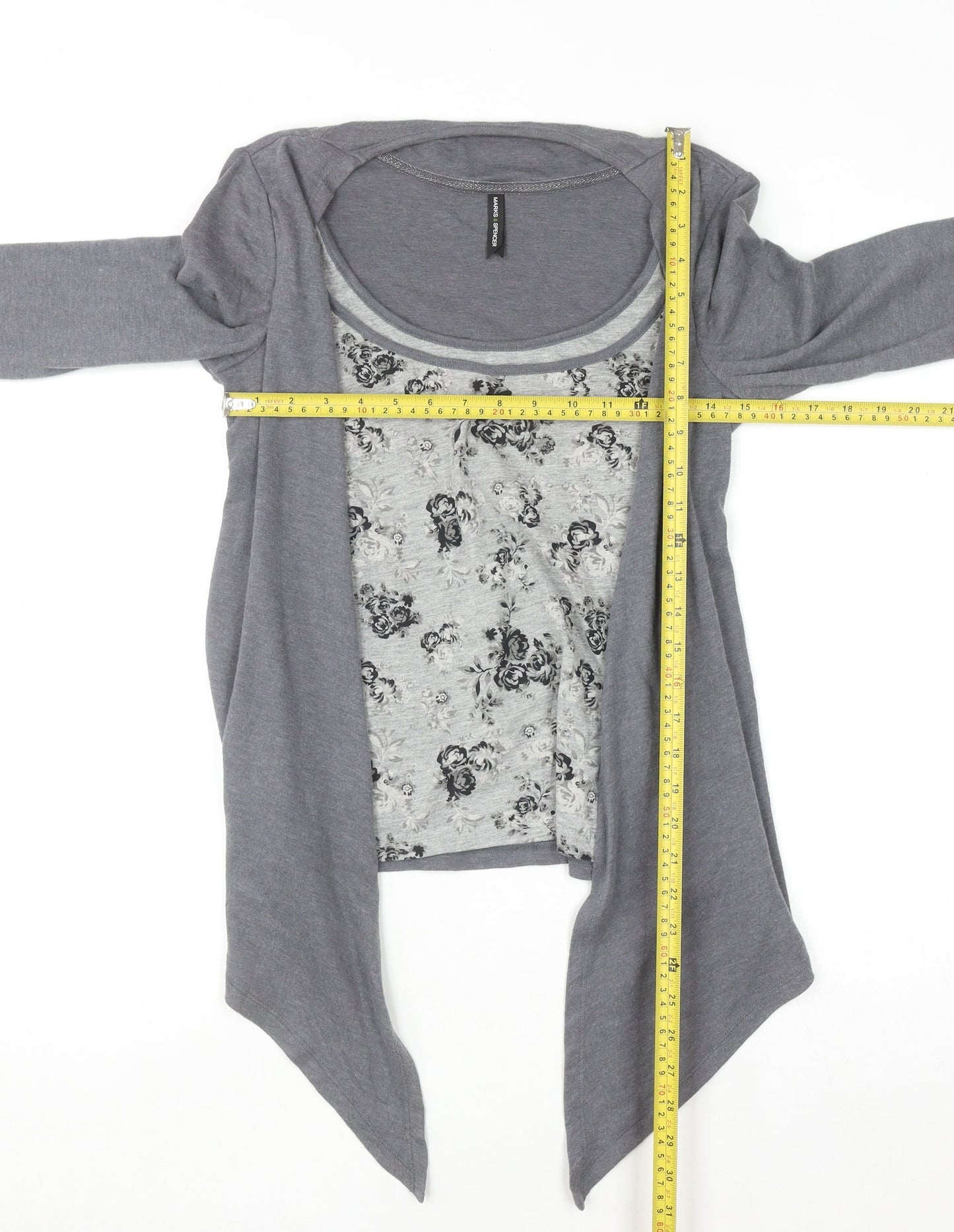 Marks and Spencer Women's Grey Floral Tunic Top Size 10