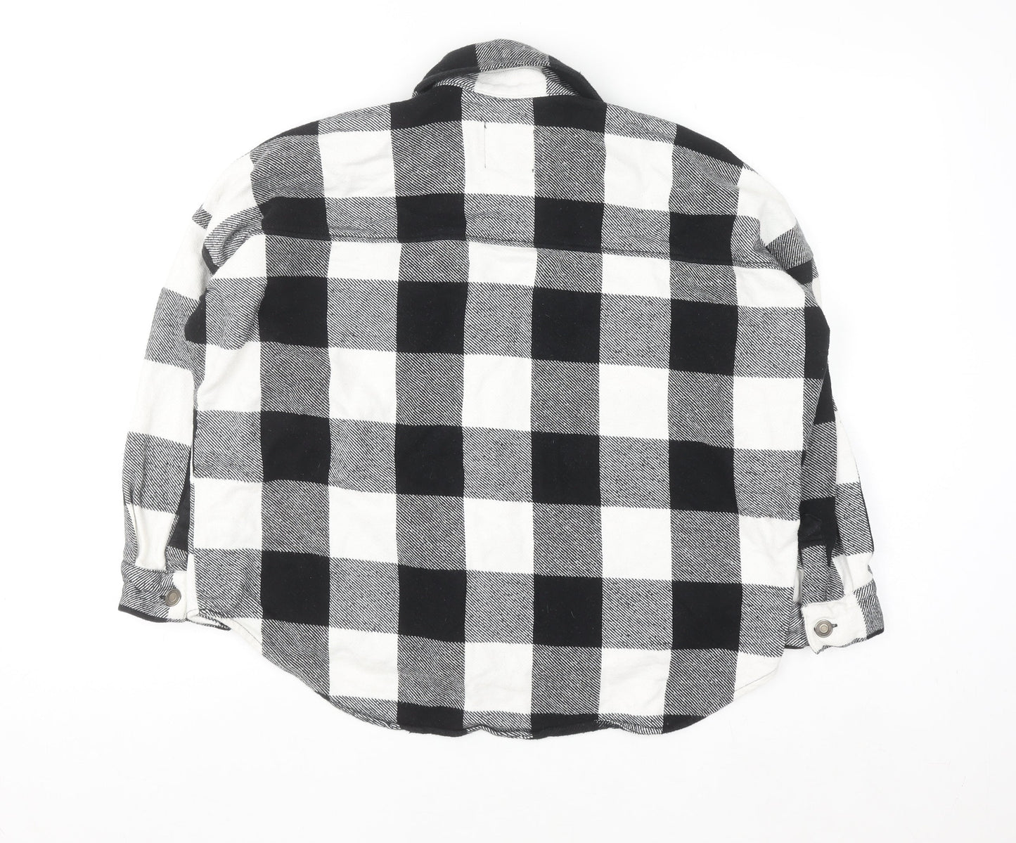 Zara Women's Black & White Check Flannel Button-Up Shirt XS