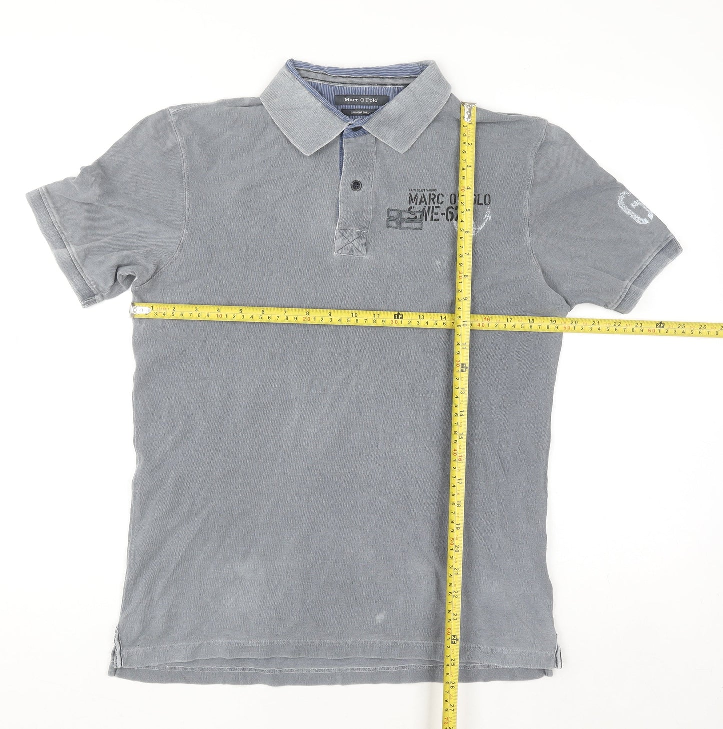 Marc O'Polo Men's Grey Nautical Embroidered Polo Shirt Size M