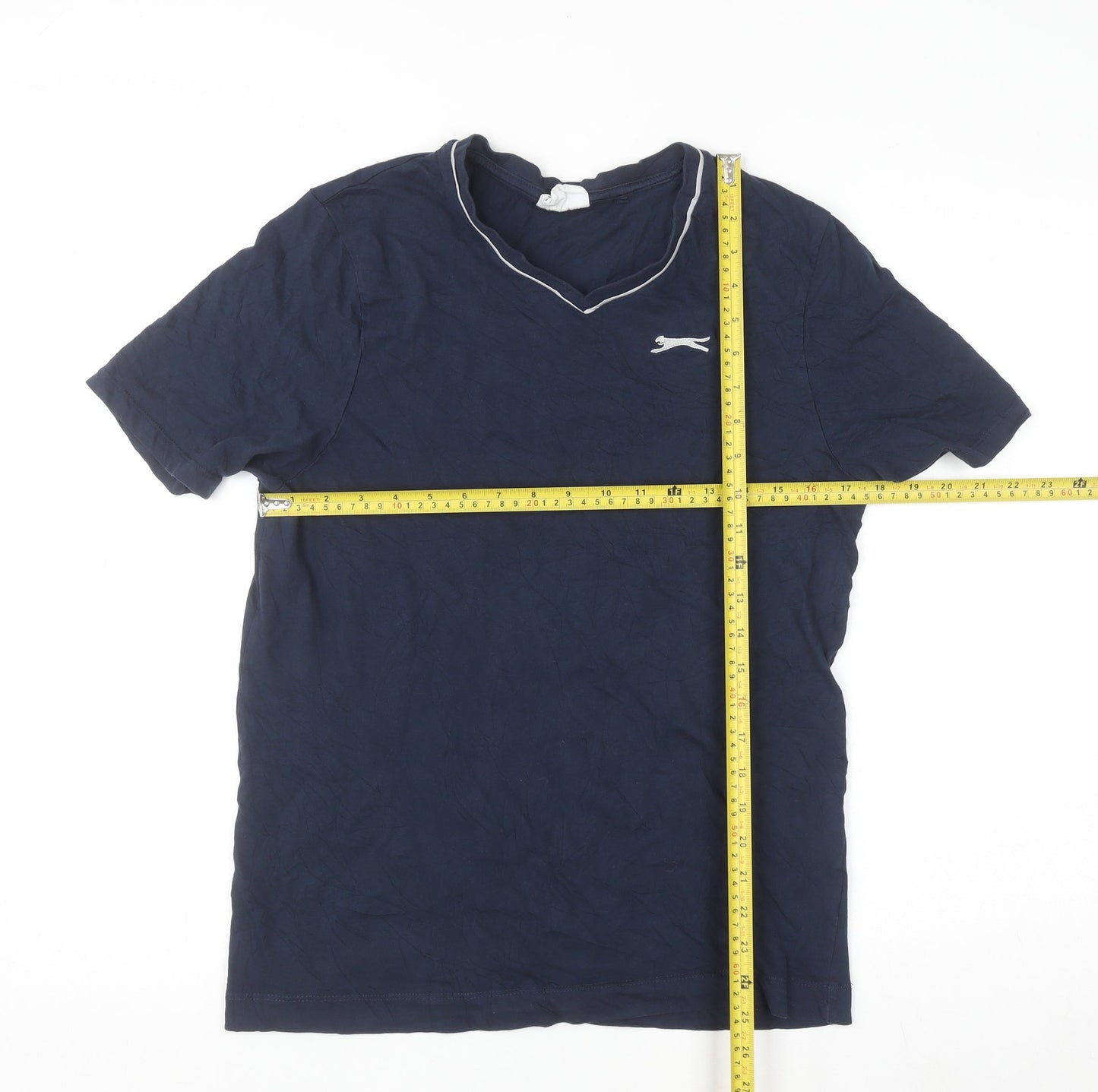 Slazenger Men's Blue V-Neck Short Sleeve Cotton T-Shirt Size S