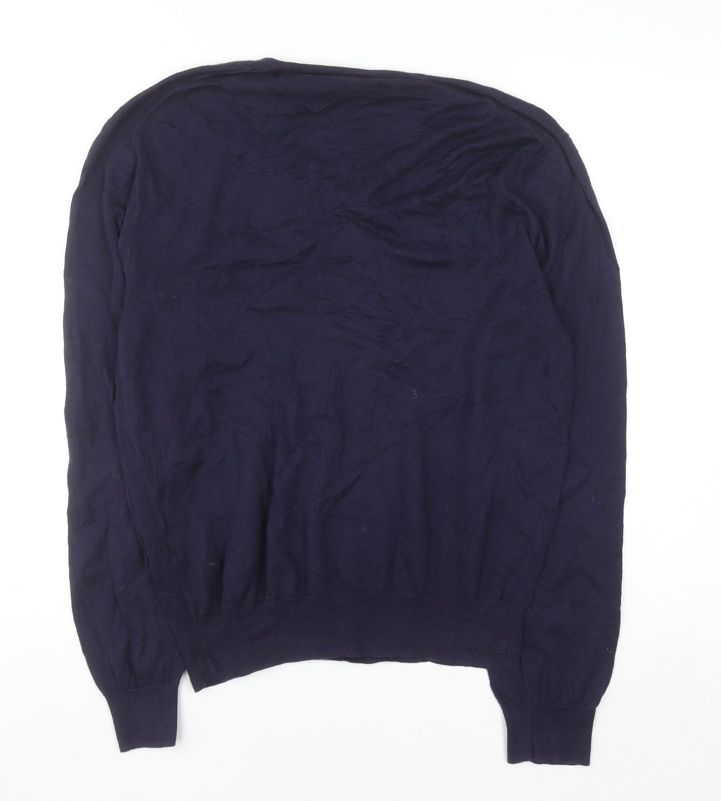 Ralph Lauren Men's Blue V-Neck Slim Fit Cotton Jumper M