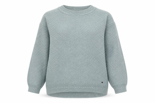 Front view of FatFace Women's Blue Crew Neck Knit Jumper, size 10