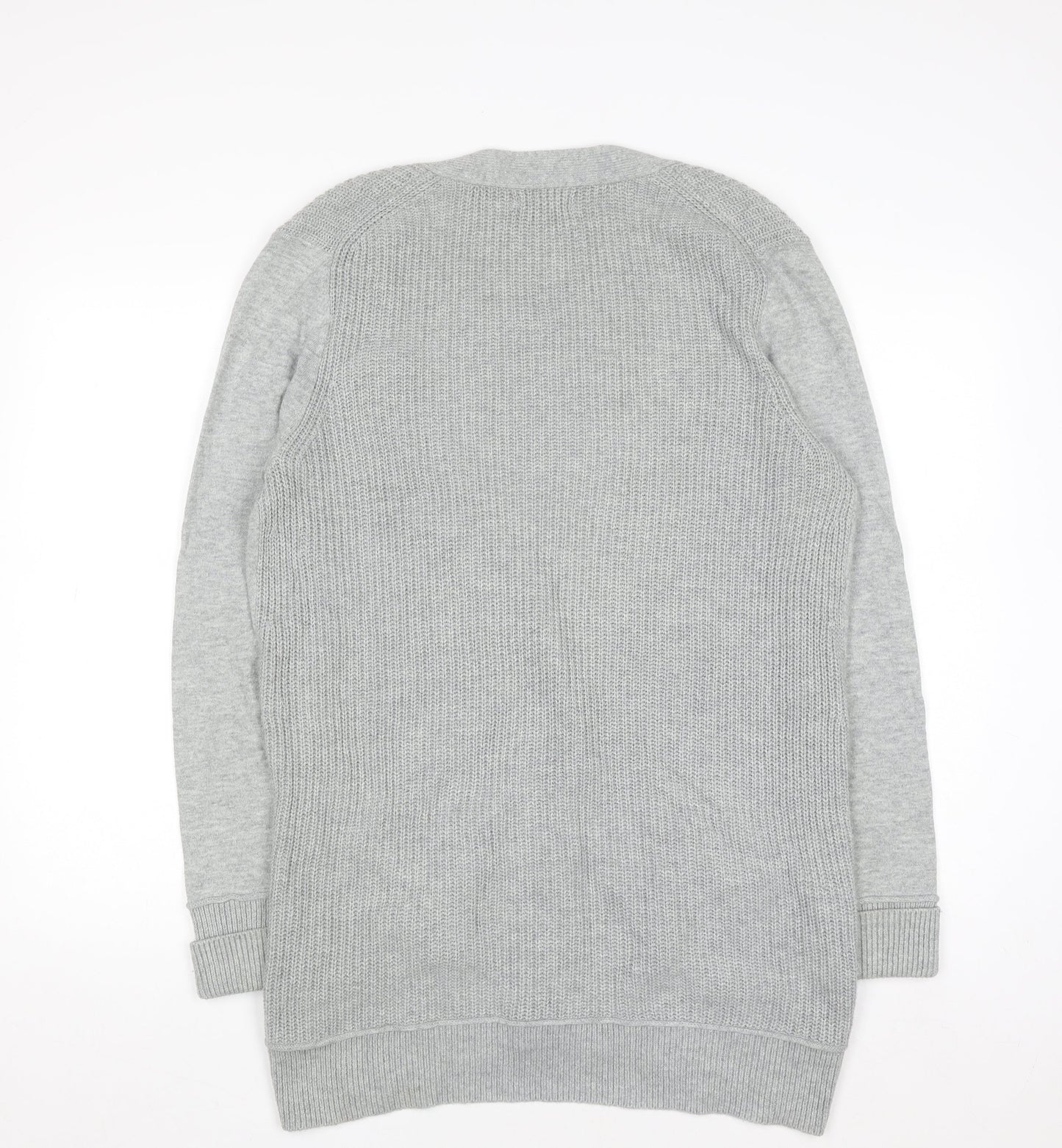 GAP Women Grey Cotton Blend Long Sleeve Button Cardigan L