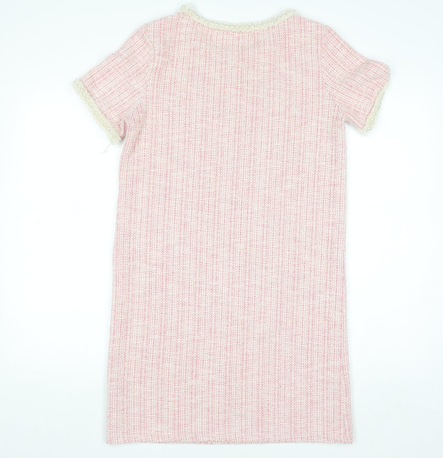 Orsay Women's Pink Beaded Tweed Shift Dress Size S