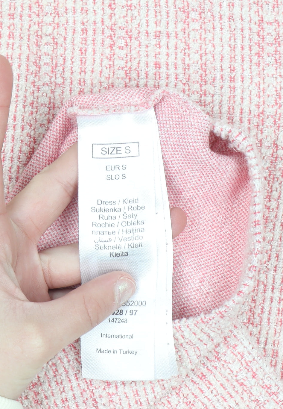 Orsay Women's Pink Beaded Tweed Shift Dress Size S