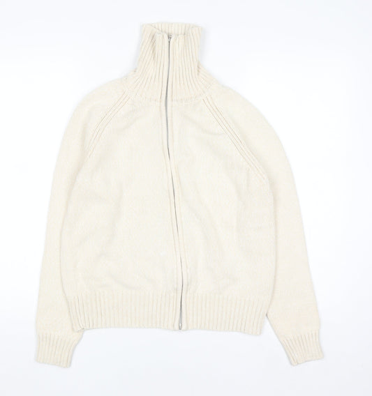 Berkertex Women's Ivory Full Zip High Neck Knit Jumper Size 14-16