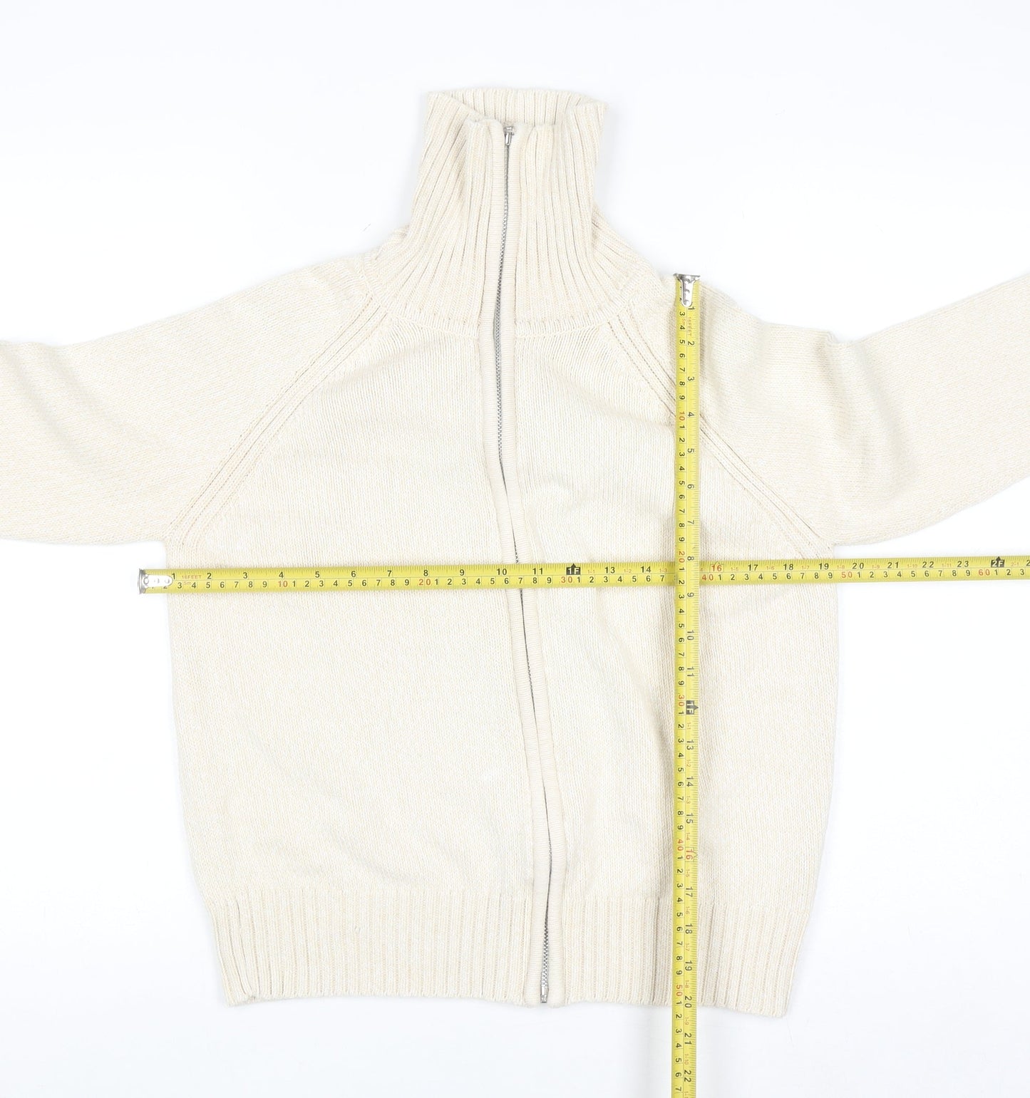 Berkertex Women's Ivory Full Zip High Neck Knit Jumper Size 14-16