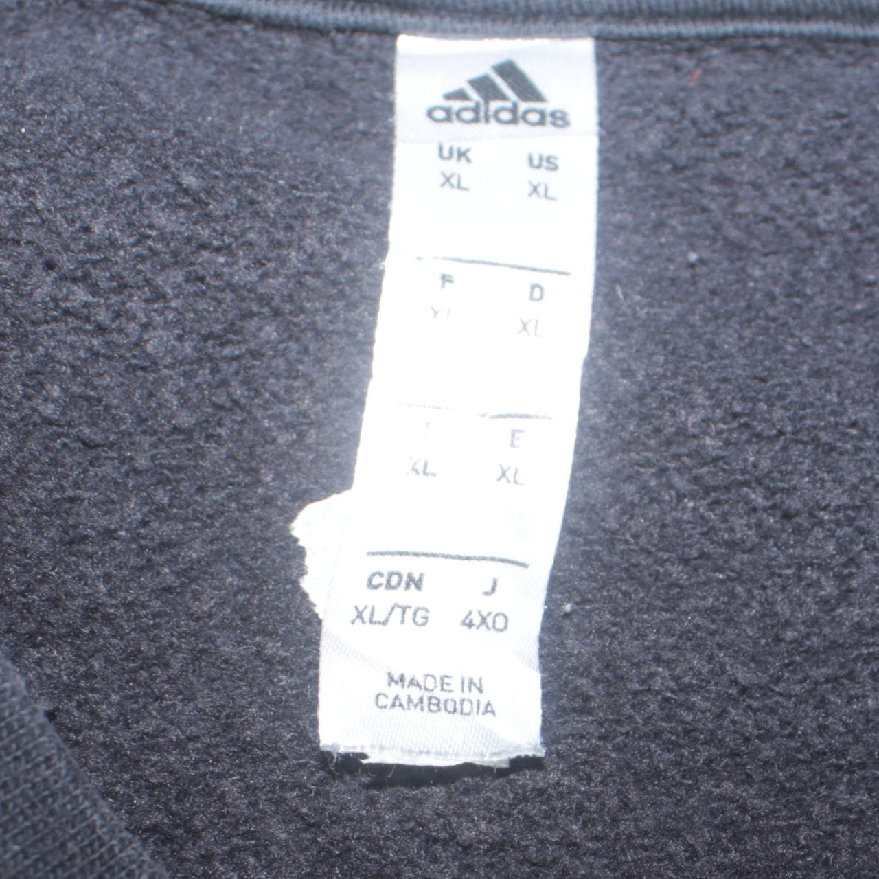 Adidas Men's Black XL Pullover Crew Neck Fleece Sweatshirt