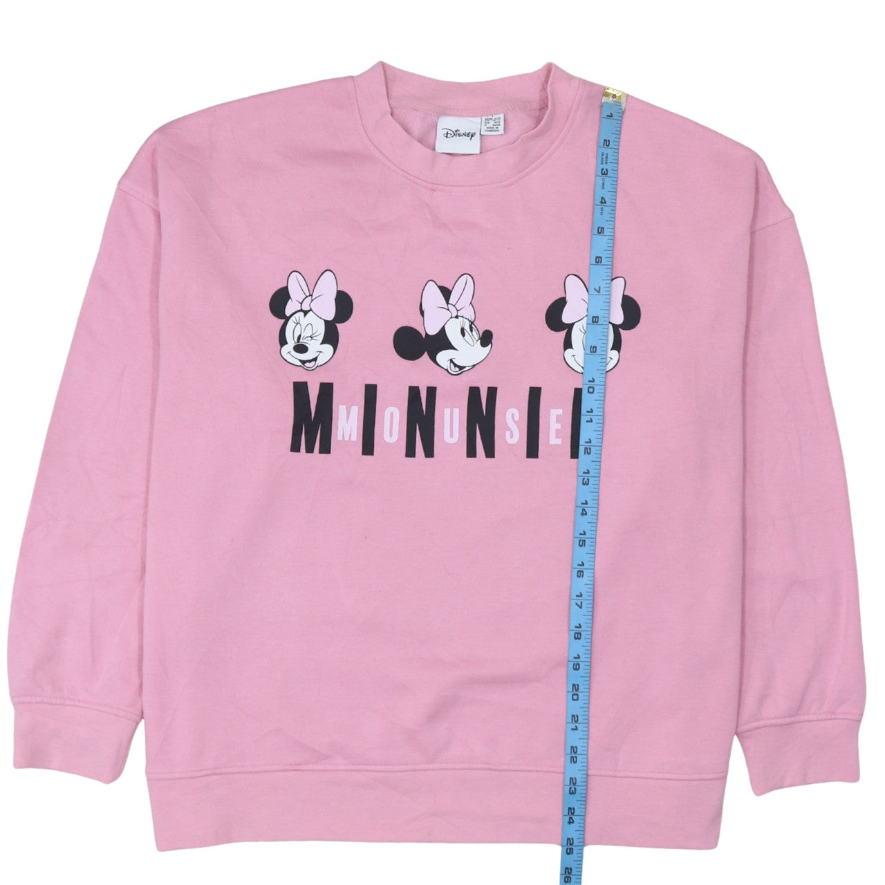 Disney Women Pink Minnie Mouse Sweatshirt Size L Pullover Crew Neck