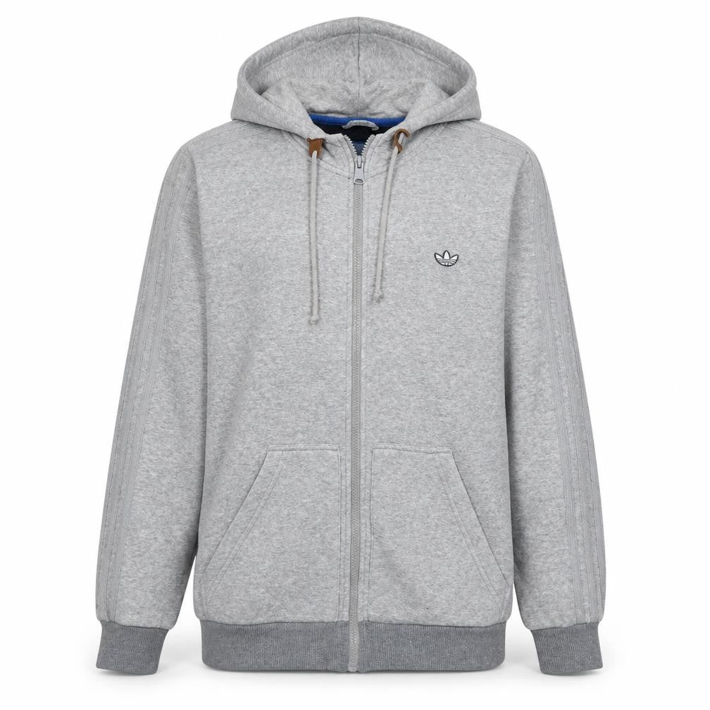 Adidas Men's Grey Full Zip Hoodie Size M Regular Fit Sportswear