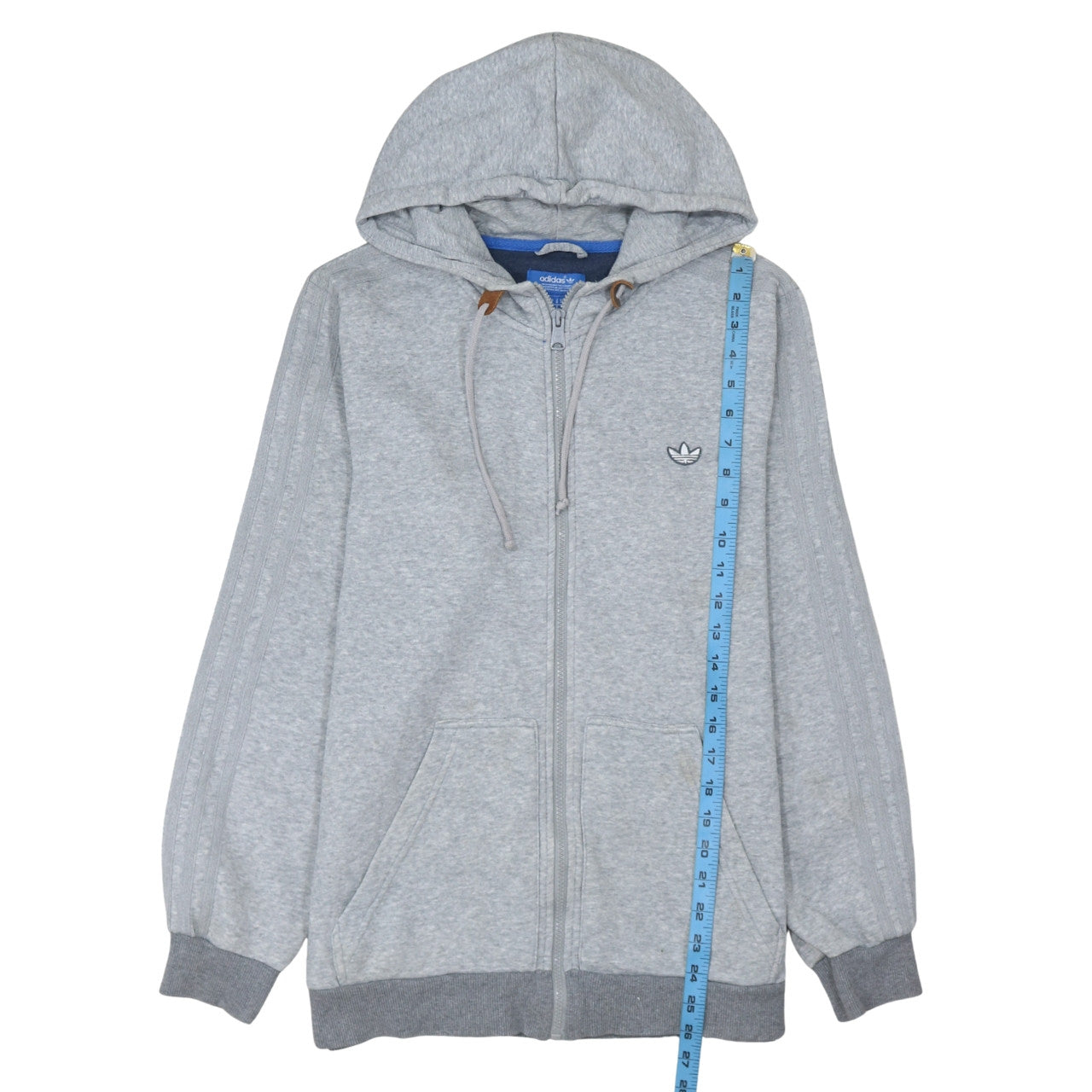 Adidas Men's Grey Full Zip Hoodie Size M Regular Fit Sportswear