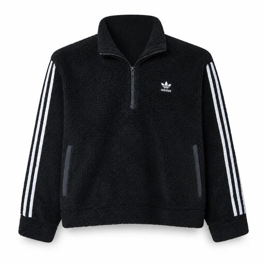 Adidas Womens Black M 1/2 Zip Fleece Sweatshirt Pullover