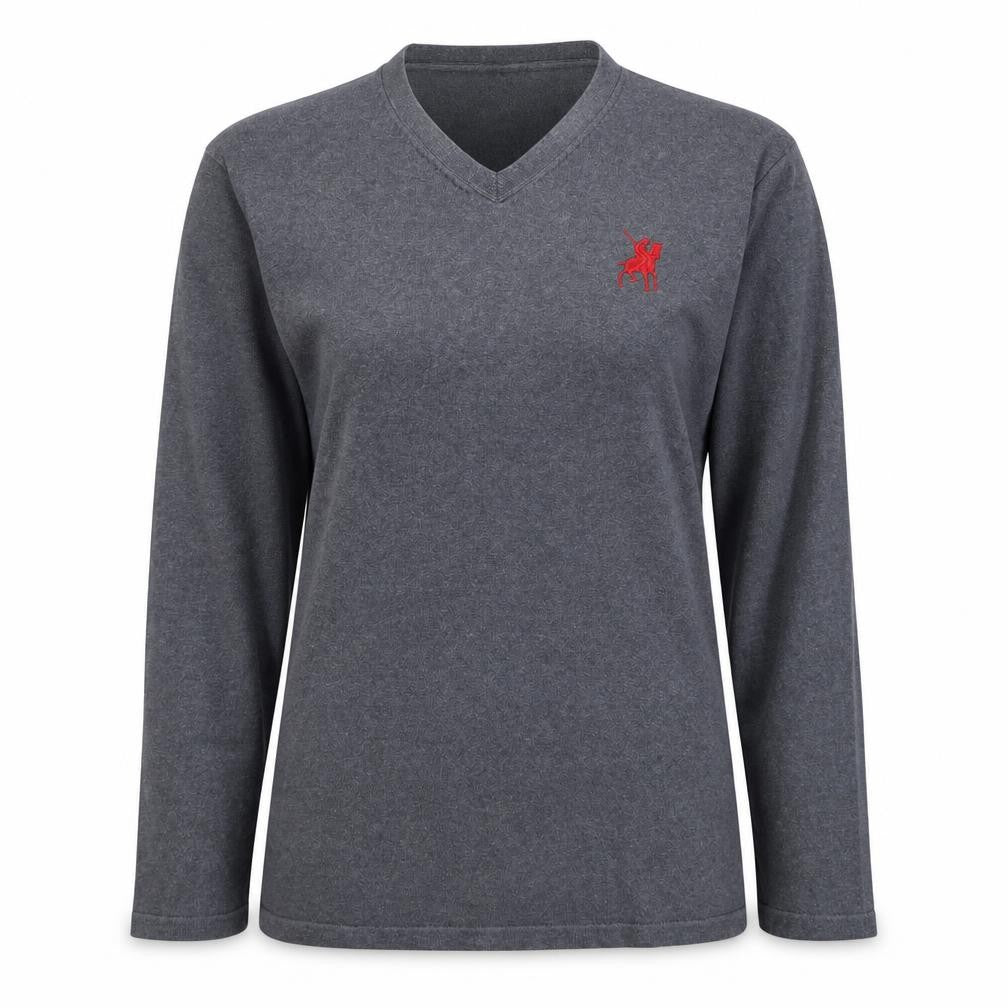 Fersten Worldwide Womens Grey V-Neck Long Sleeve Pullover Jumper XL