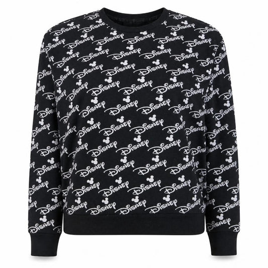Disney Womens Black XL Crew Neck Pullover Sweatshirt Mickey Logo Print