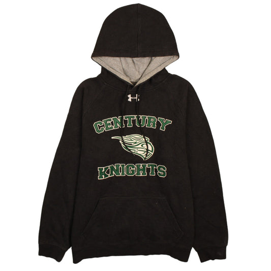 Under Armour Mens Black Loose Fit Pullover Hoodie Size S CENTURY Print