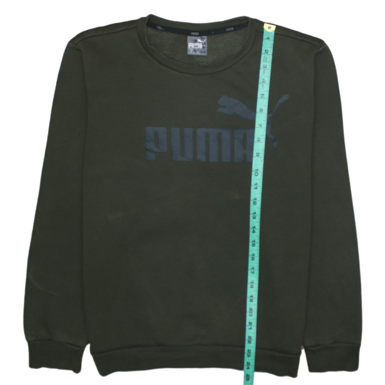 Puma Men's Green Small Crew Neck Pullover Sweatshirt