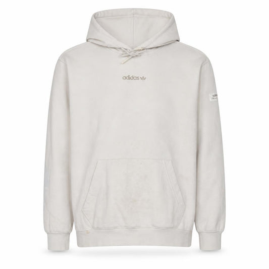 Adidas Men's Beige Pullover Hoodie Size M Logo Fleece Sweatshirt
