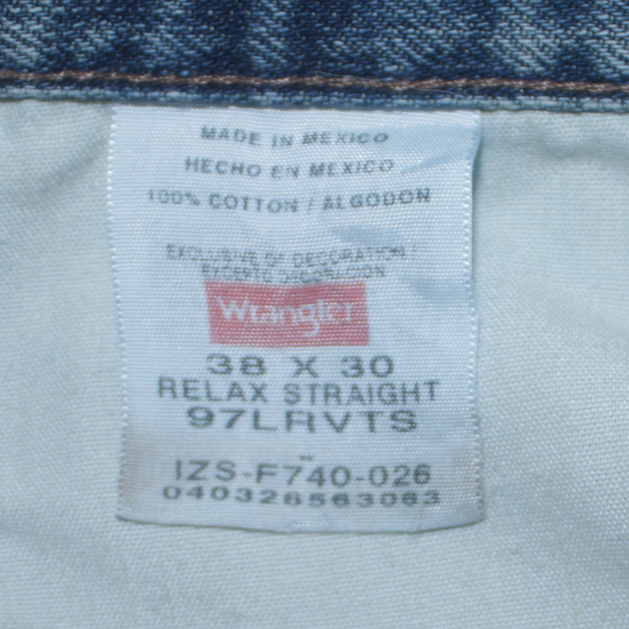 Wrangler Men's Blue Relaxed Straight 38x30 Denim Jeans