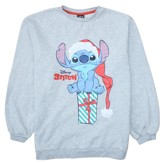 Front view of Disney at Primark girls’ grey stitch christmas pullover sweatshirt 12-13 yrs