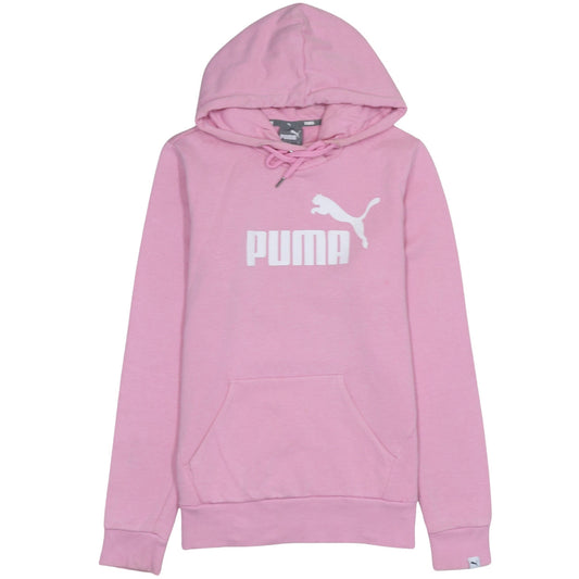 Puma Women Pink Pullover Hoodie Size L Logo Cotton Blend Sportswear