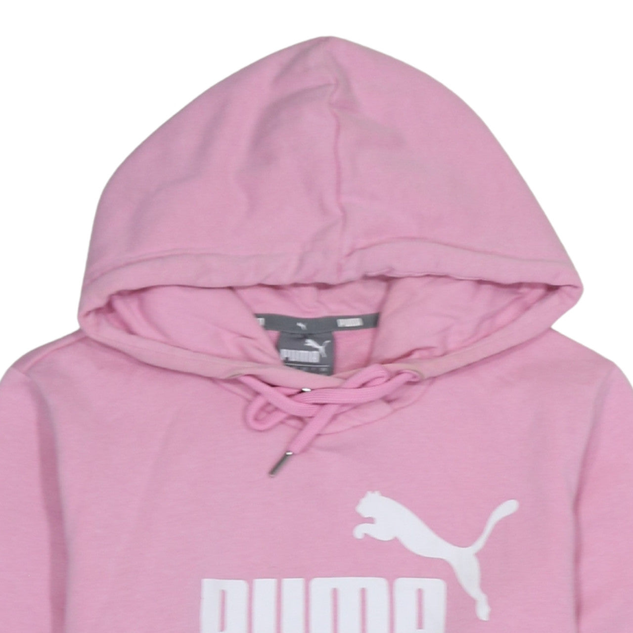 Puma Women Pink Pullover Hoodie Size L Logo Cotton Blend Sportswear