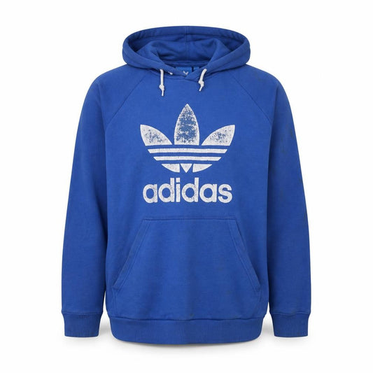 adidas Men Blue XL Pullover Hoodie with Trefoil Logo