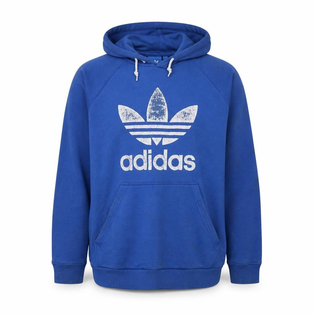 adidas Men Blue XL Pullover Hoodie with Trefoil Logo