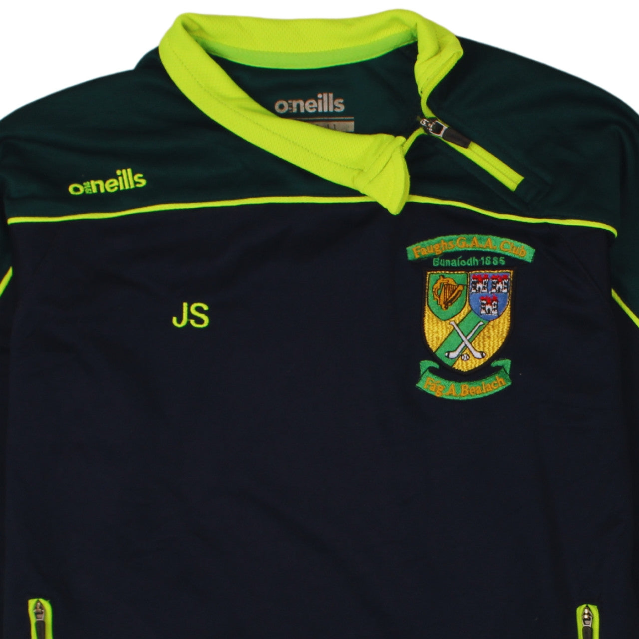 O'Neills Boys Green & Navy 1/4 Zip Faughs GAA Hoodie Age 10-11