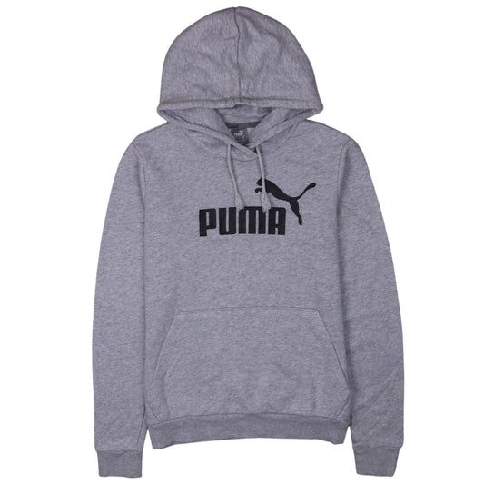 Puma Women Grey Pullover Hoodie Size 10 Logo Casual Sweatshirt