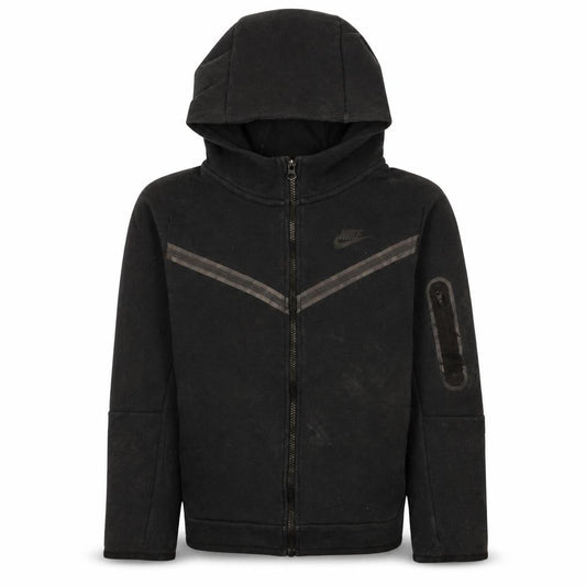 Front view of Nike boys’ black full zip hoodie l 147-158cm standard fit sweatshirt
