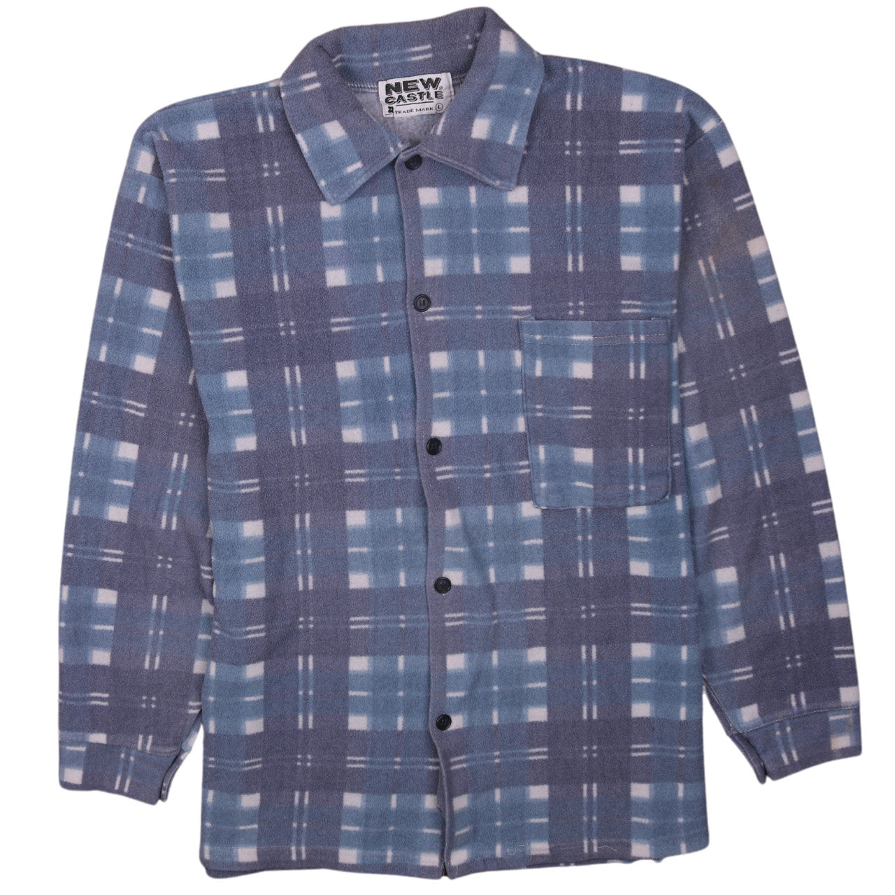 New Castle Men's Blue Check Fleece Lined Button Jacket L