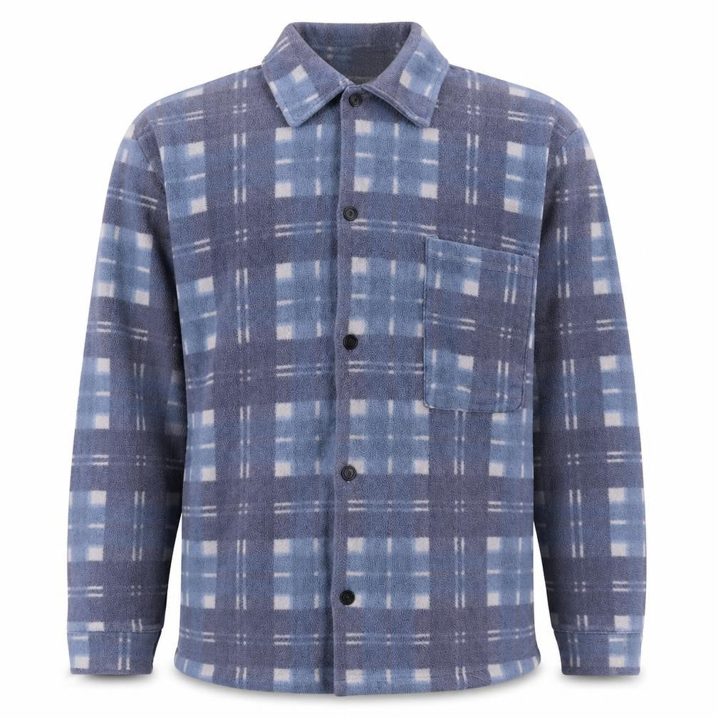 New Castle Men's Blue Check Fleece Lined Button Jacket L