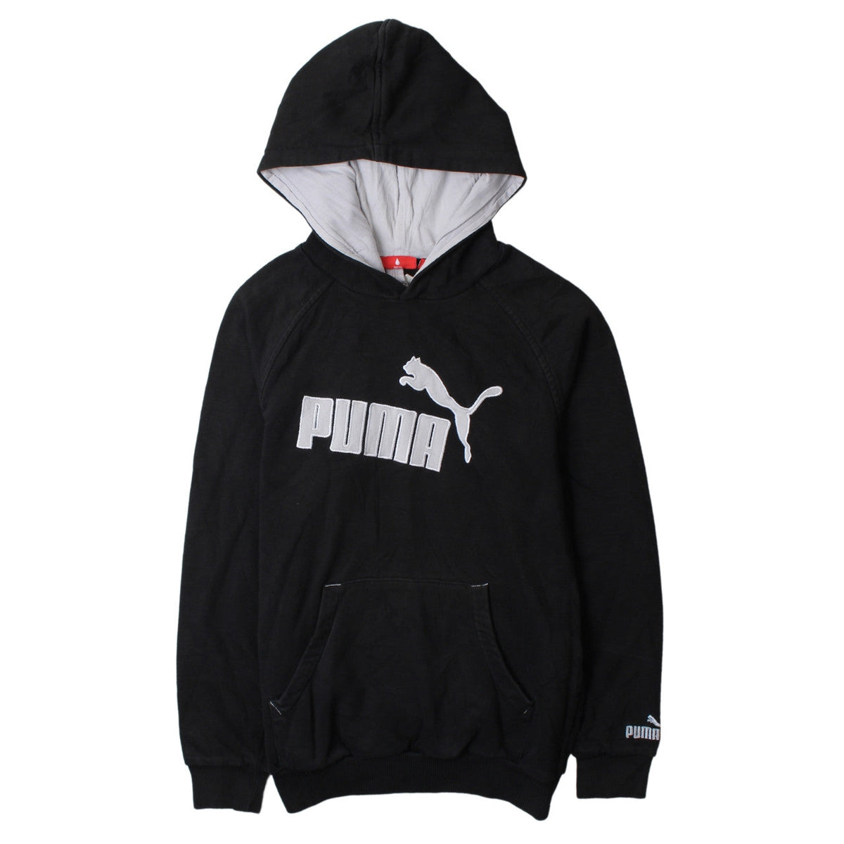 Puma Boys Black Pullover Hoodie L Logo Print Cotton Blend Sweatshirt