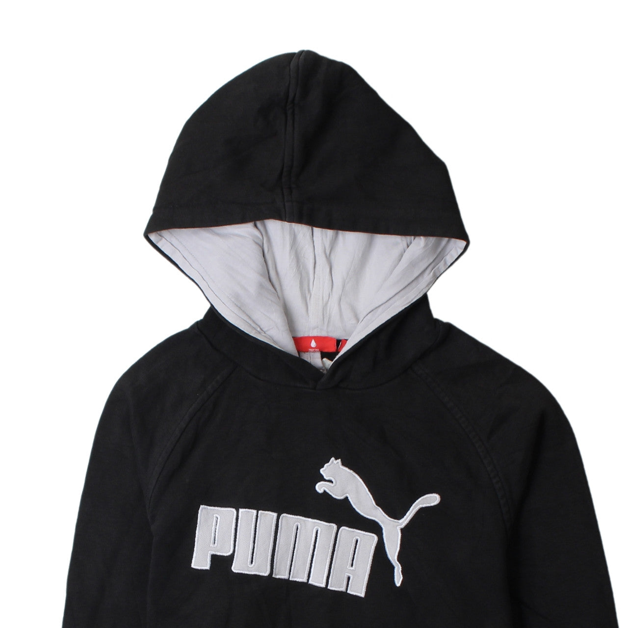 Puma Boys Black Pullover Hoodie L Logo Print Cotton Blend Sweatshirt