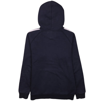 Back view of Adidas boys’ navy blue pullover hoodie l performance essentials