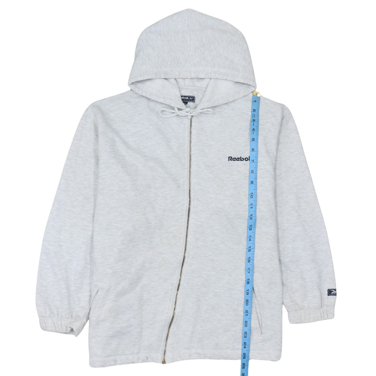 Reebok Womens Grey Full Zip Hoodie Size 12 Cotton Essentials