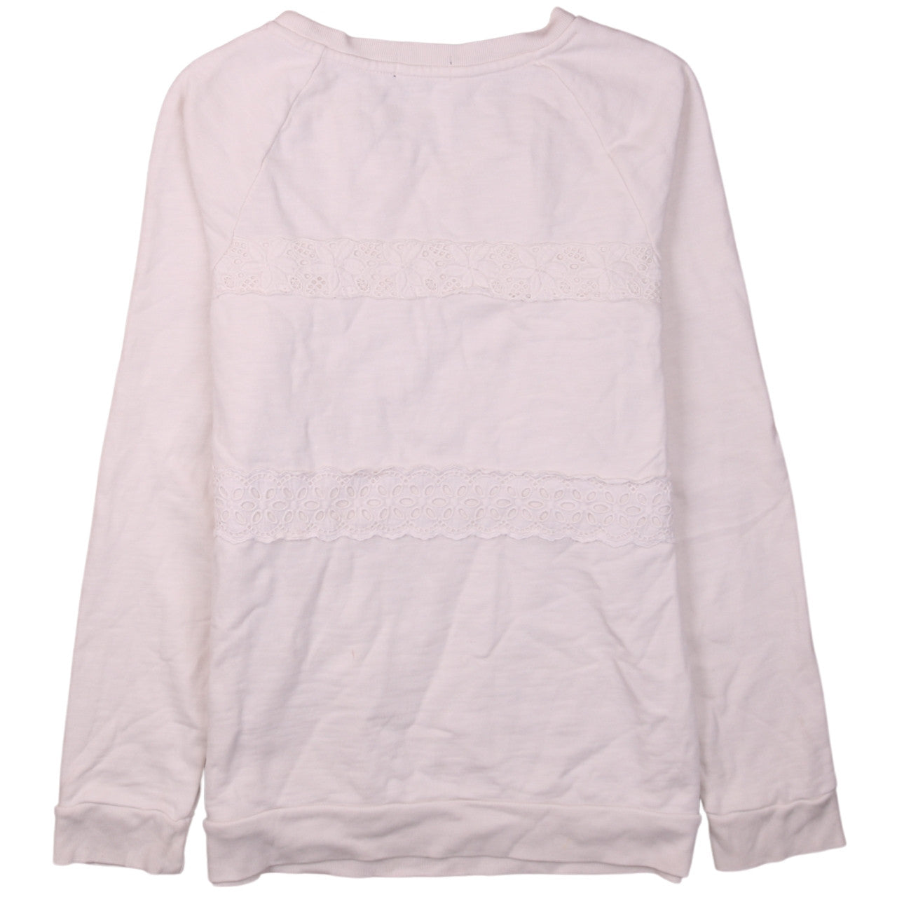 GAP Women Ivory Lace Panel Pullover Sweatshirt M