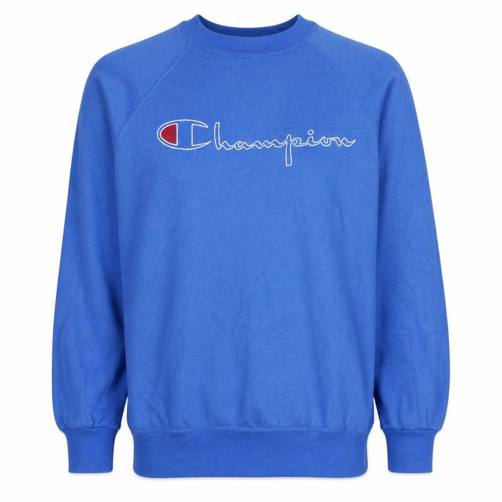 Champion Men's Blue Logo Crew Neck Pullover Sweatshirt Size L