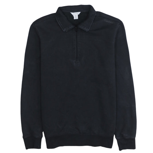 Calvin Klein Men's Black Small 1/4 Zip Collared Fleece Sweatshirt