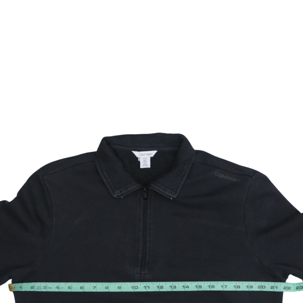 Calvin Klein Men's Black Small 1/4 Zip Collared Fleece Sweatshirt