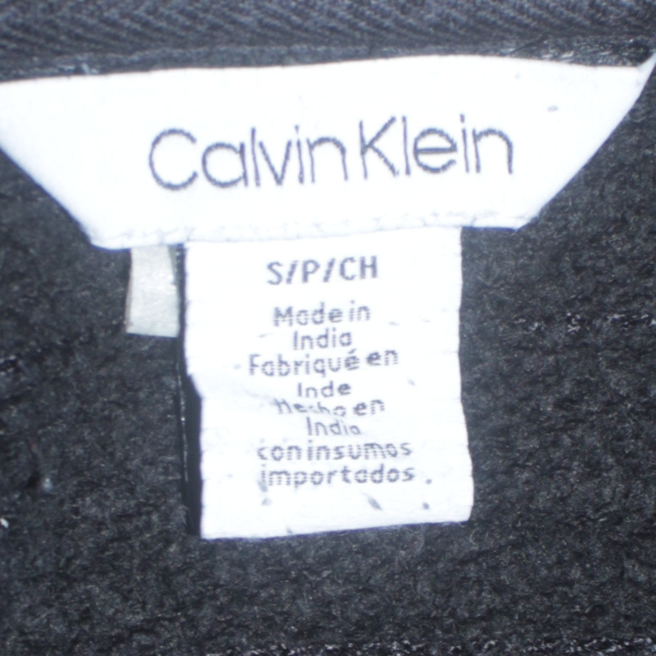 Calvin Klein Men's Black Small 1/4 Zip Collared Fleece Sweatshirt