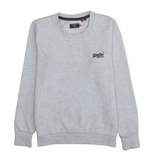 Superdry Womens Grey Crew Neck Pullover Sweatshirt Size 12