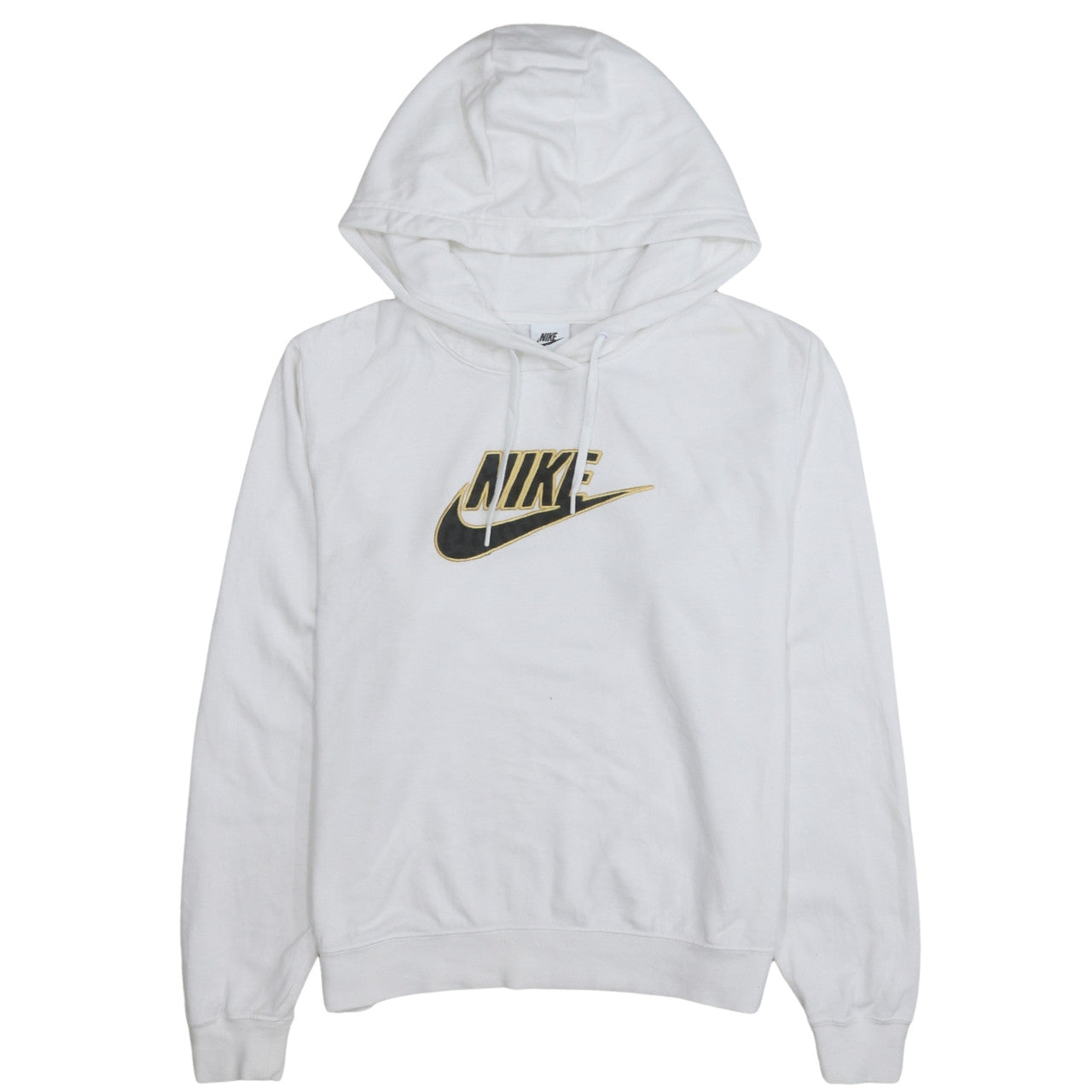 Nike Women's White Small Pullover Hoodie with Gold Logo
