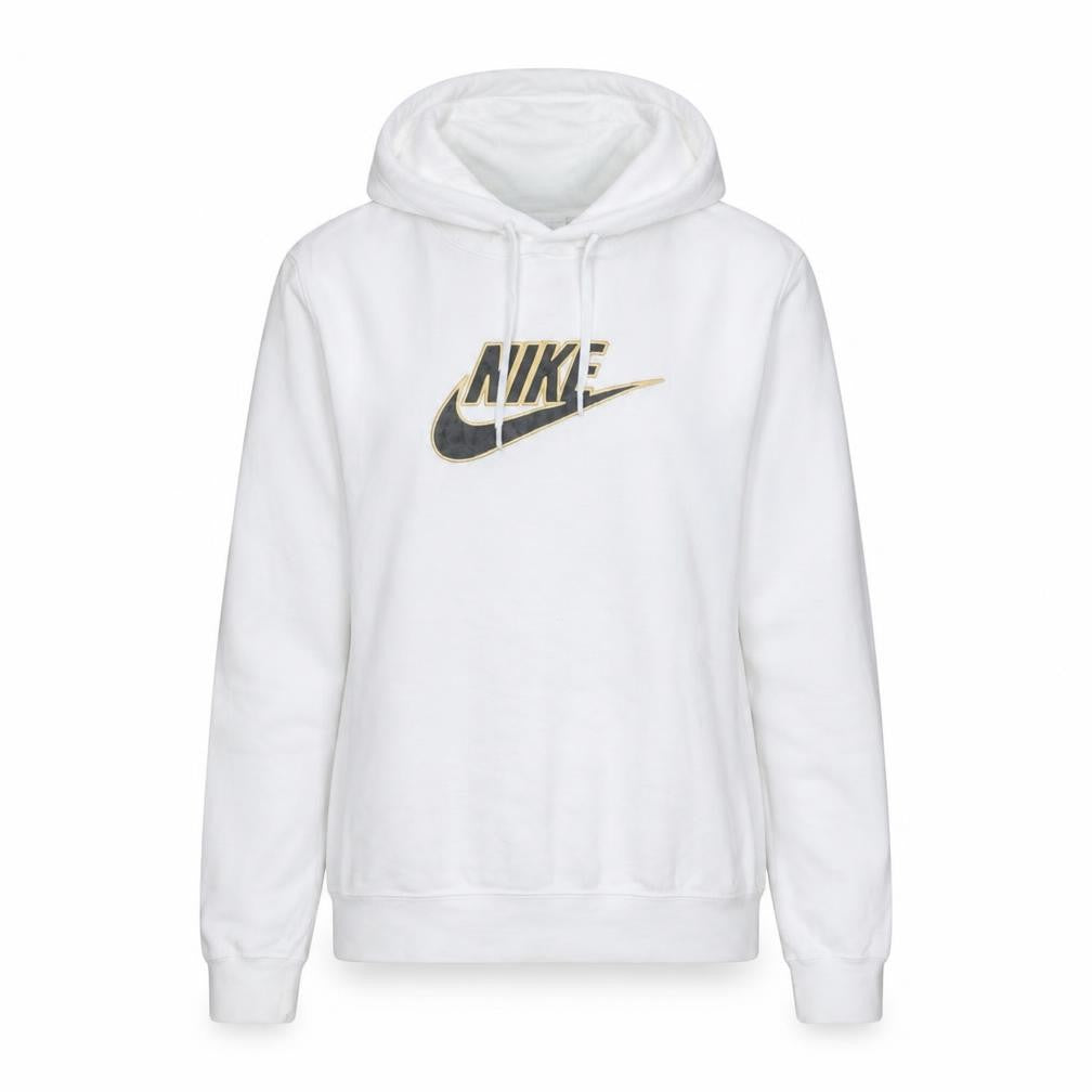 Nike Women's White Small Pullover Hoodie with Gold Logo