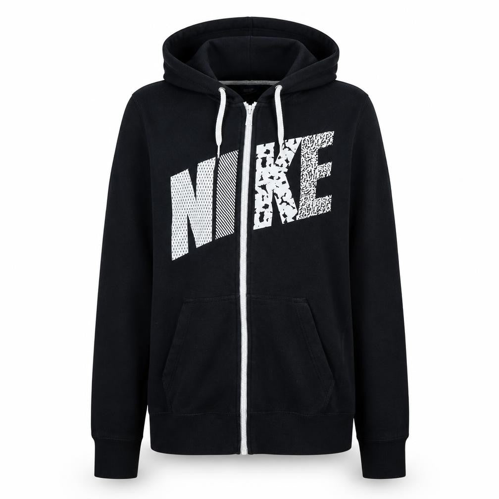 Nike Womens Black Full Zip Hoodie XL Cotton Blend Graphic Print