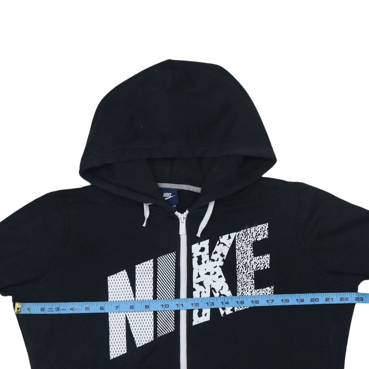 Nike Womens Black Full Zip Hoodie XL Cotton Blend Graphic Print