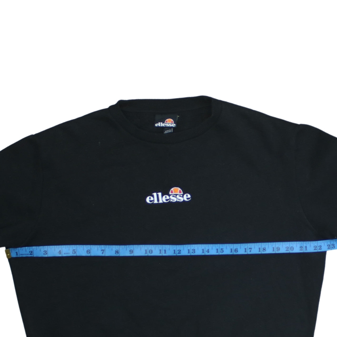 Ellesse Womens Black Crew Neck Sweatshirt UK 10 Cotton Blend Casual