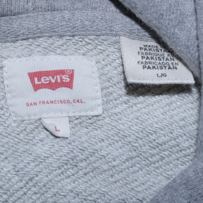 Close-up detail of Levi's women’s beige l pullover hoodie with logo print