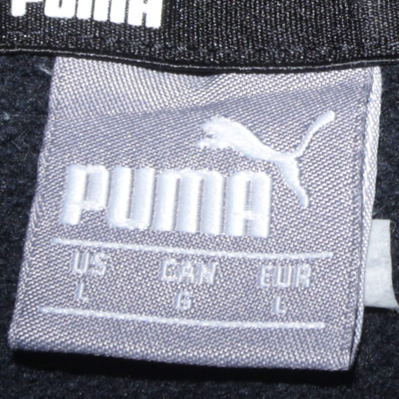 Puma Men Black Logo Pullover Hoodie Size L Fleece Sweatshirt