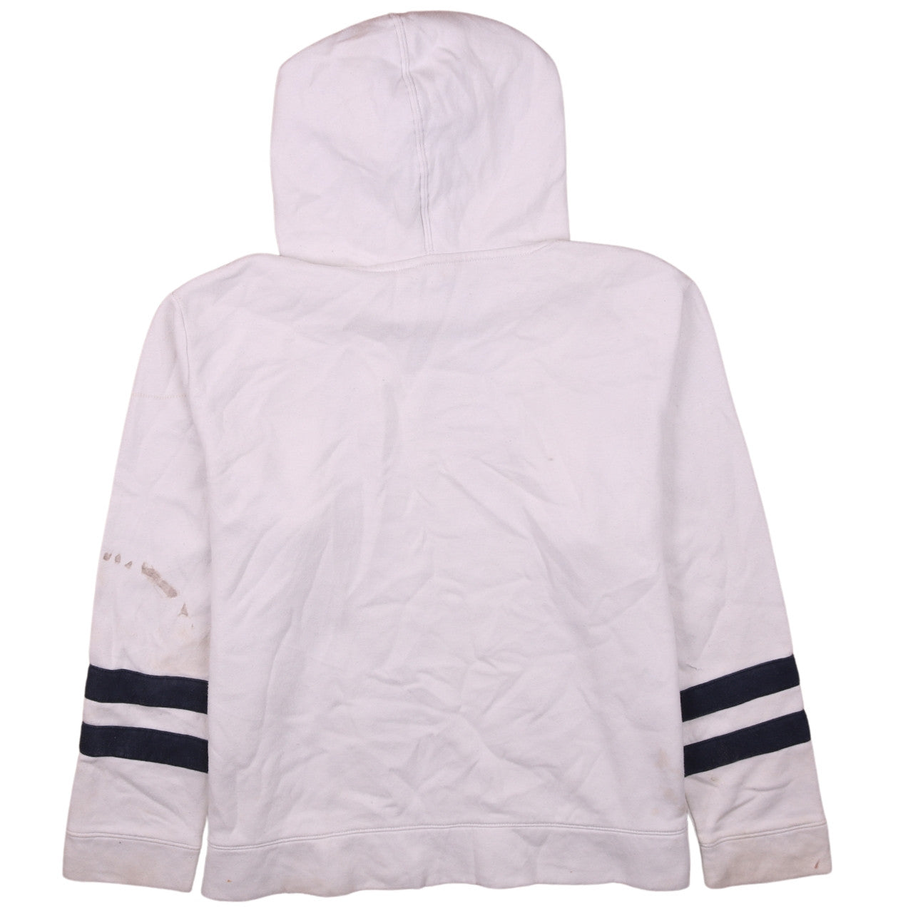 Nautica Men's White Pullover Hoodie L Stripe Sleeve Cotton Blend